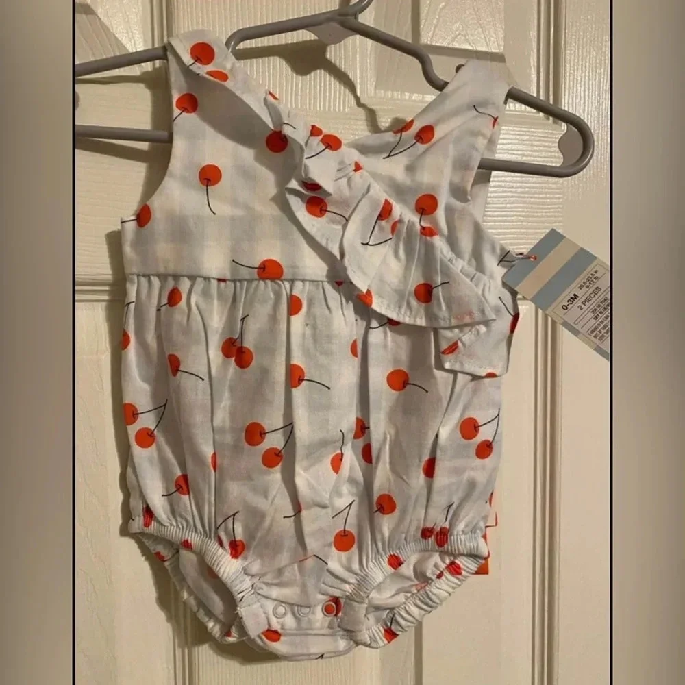 NWT Cat & Jack Cherry Romper with Headband